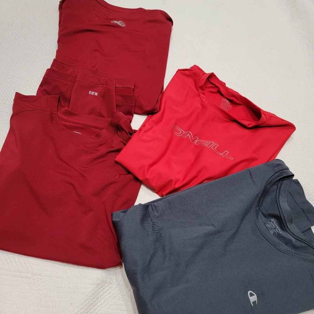 Bundle of active short sleeve shirts.  O'Neil,  Champion and REI. XL.